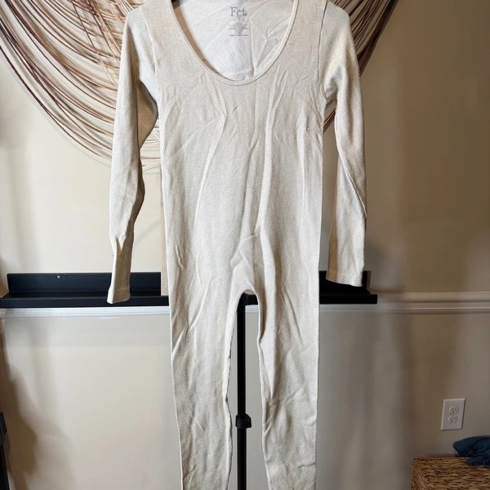 Cream Long-Sleeve Thermal Jumpsuit Dress